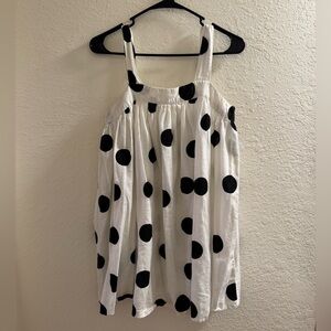 ASOS - White Smock Dress with Black Polka Dots - 6